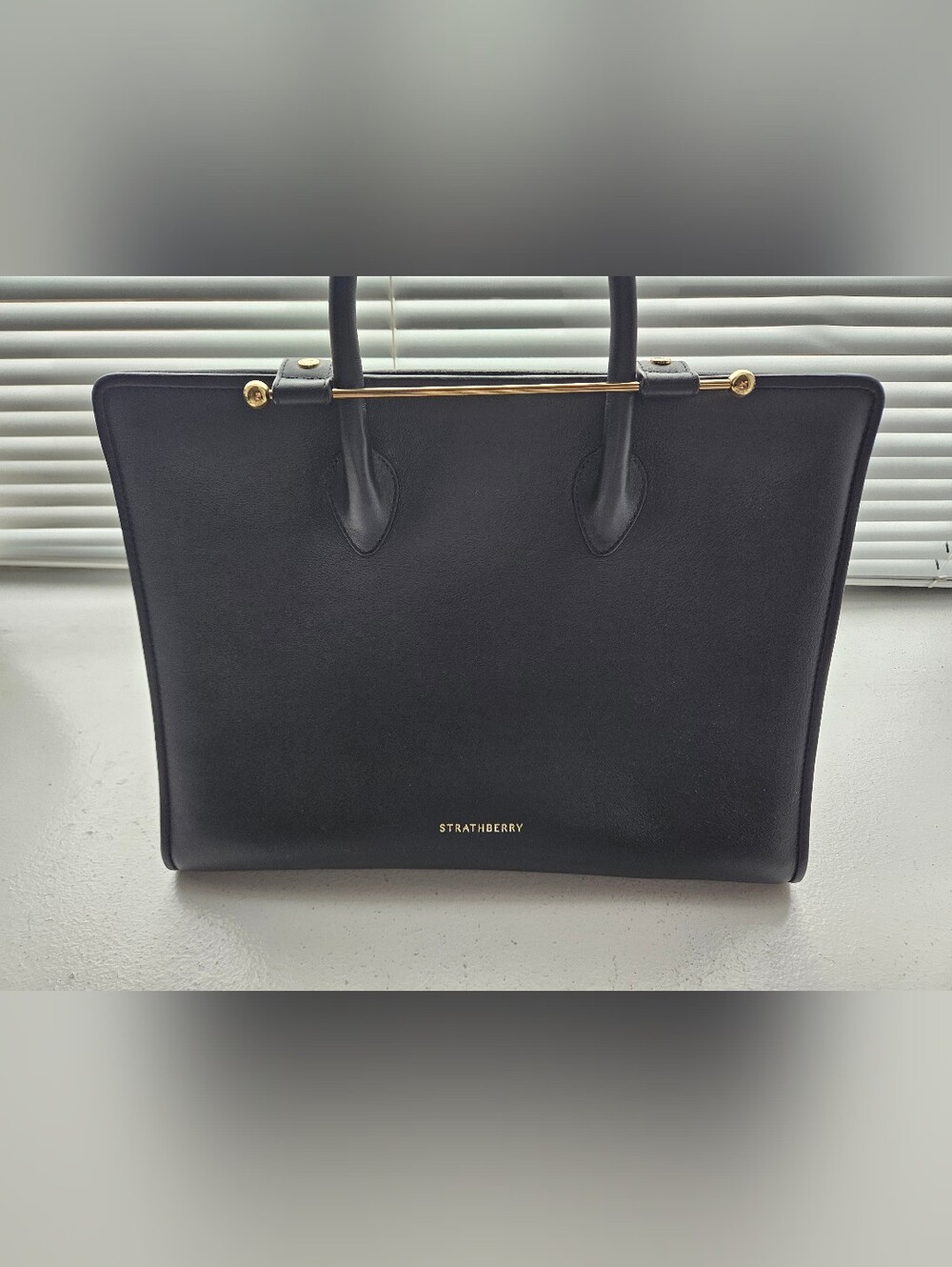 Strathberry Black Leather Bar Tote